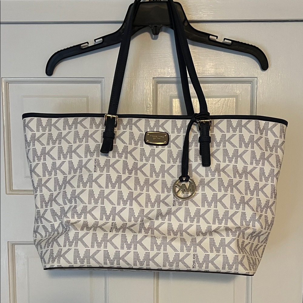Michael Kors Monogrammed Black and White Tote